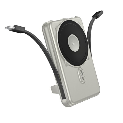 MagSafe Compatible Powerbank 10000mAh With Built-in Cable Silver